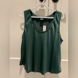 Gap Dark Green Silk-Look Tank Blouse (XL)